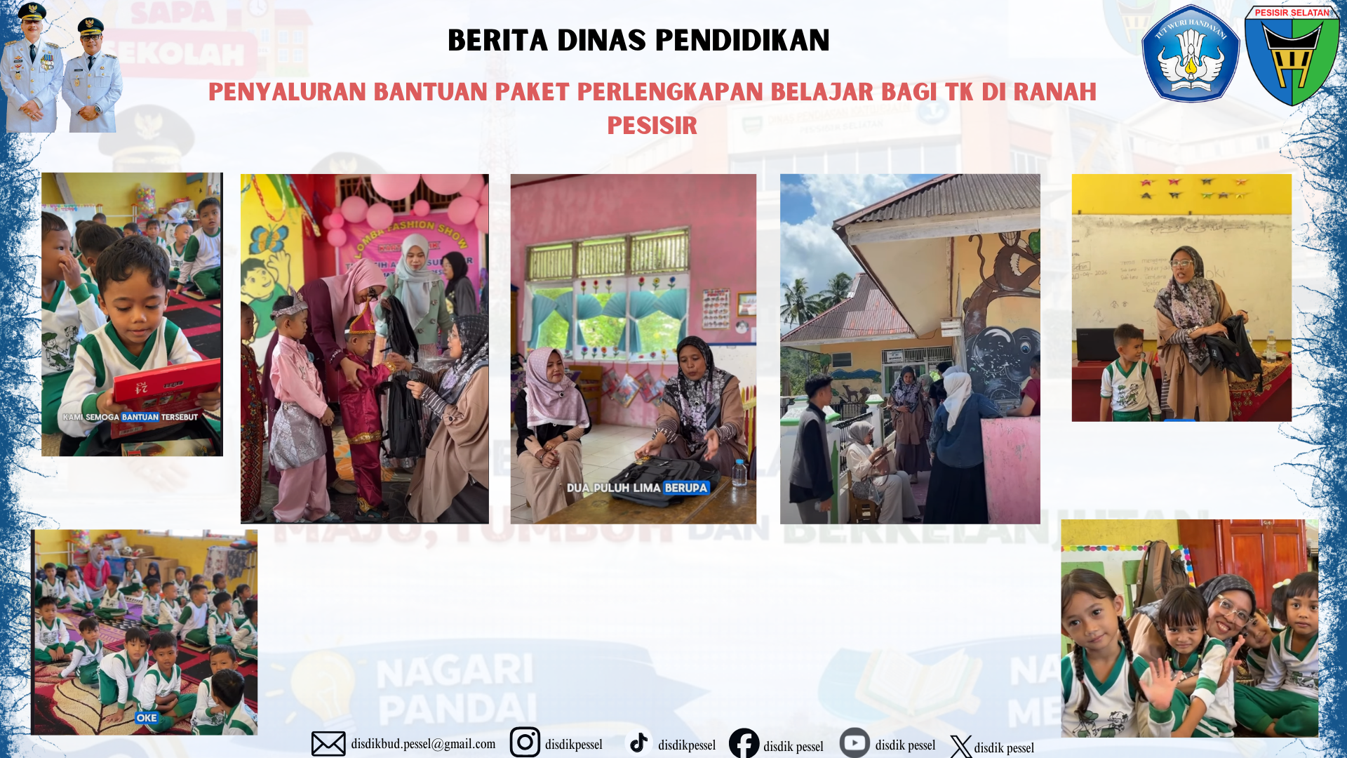 Penyaluran Bantuan Paket Perlengkapan Belajar bagi TK di Ranah Pesisir
